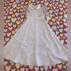 Bonnie Jean White Formal Sleeveless Dress with see through Jacket Size: 7